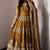 Gold  silk blend embroidered anarkali kurta set with pant and dupatta