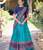 Graceful Sky Blue Printed Silk Marriage Wear Lehenga Choli With Dupatta