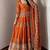 Orange  silk blend embroidered anarkali kurta set with pant and dupatta