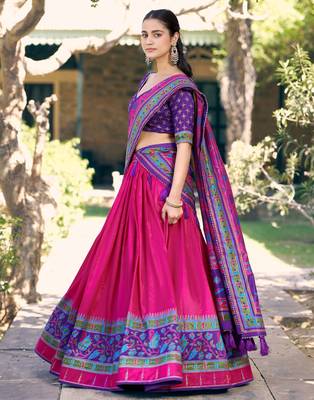 Fabulous Pink Digital Printed Silk Traditional Lehenga Choli With Dupatta 1