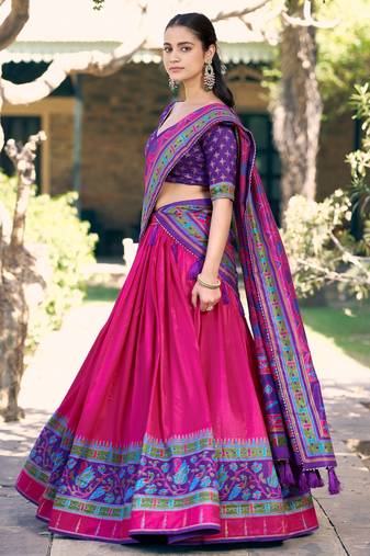 Fabulous Pink Digital Printed Silk Traditional Lehenga Choli With Dupatta
