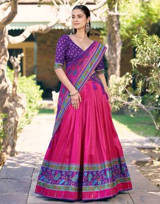 Fabulous Pink Digital Printed Silk Traditional Lehenga Choli With Dupatta 2