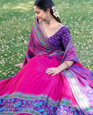 Fabulous Pink Digital Printed Silk Traditional Lehenga Choli With Dupatta 3