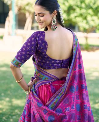 Fabulous Pink Digital Printed Silk Traditional Lehenga Choli With Dupatta 4
