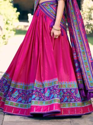 Fabulous Pink Digital Printed Silk Traditional Lehenga Choli With Dupatta 5