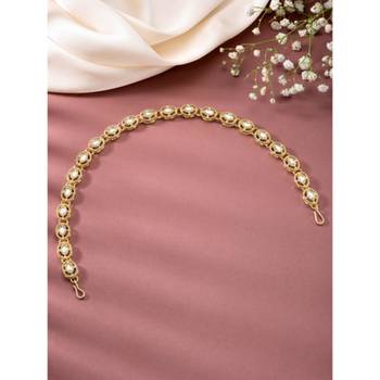 Gold-plated kundan studded mathapatti sheeshphool head jewellery 2