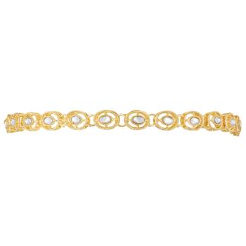 Gold-plated kundan studded mathapatti sheeshphool head jewellery 4