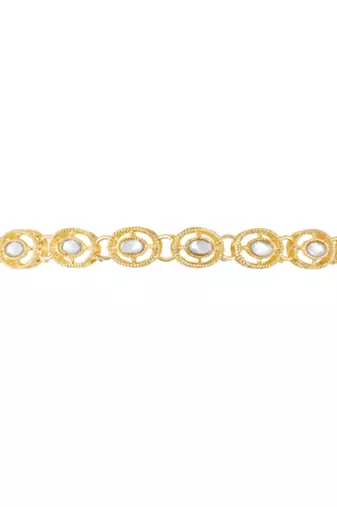 Gold-plated kundan studded mathapatti sheeshphool head jewellery