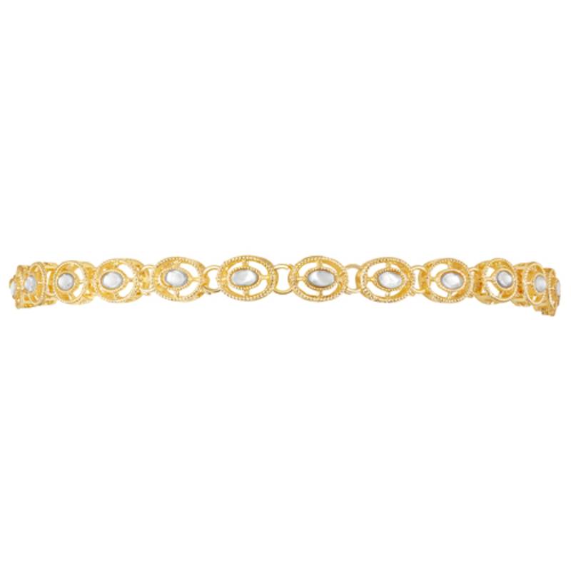 Gold-plated kundan studded mathapatti sheeshphool head jewellery