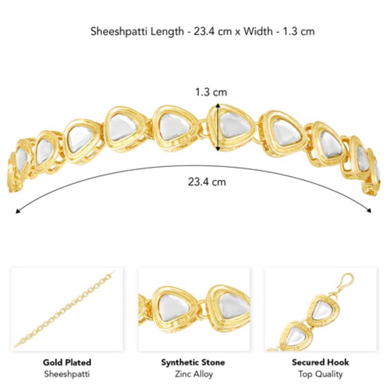 Gold-plated stone studded sheeshphool head jewellery