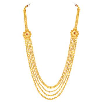 Women's faux ruby & beads studded short & long necklace jewelry set 2