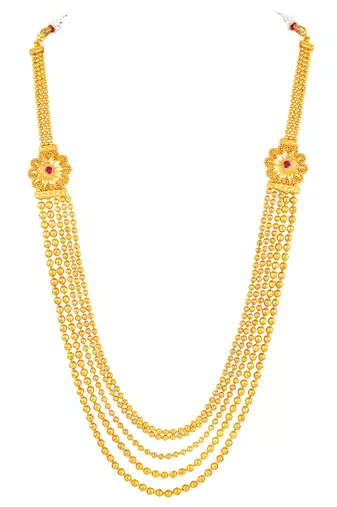 Women's faux ruby & beads studded short & long necklace jewelry set