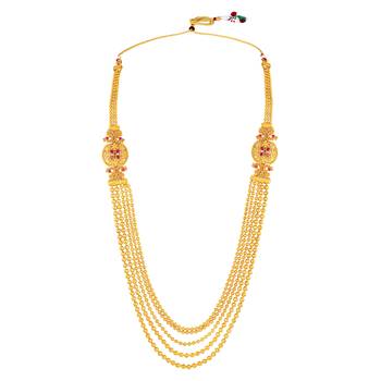 Women's faux ruby & beads studded short & long necklace jewelry set 3