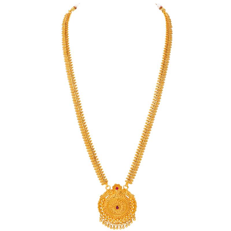 Short long necklace earrings set maharani haar south temple jewelry