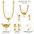 Women's gold toned synthetic stone & pearl studded peacock necklace set