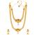Women's gold toned synthetic stone & pearl studded peacock necklace set