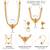 Women's gold toned rani pink synthetic stone & pearl studded maharani haar