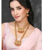 Women's synthetic stone studded south set necklace earrings jewelry set