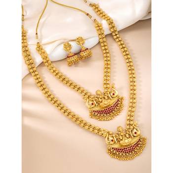 Women's synthetic stone studded south set necklace earrings jewelry set 2