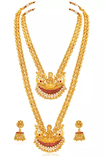 Women's synthetic stone studded south set necklace earrings jewelry set
