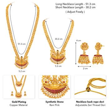 Women's synthetic stone studded south set necklace earrings jewelry set 4