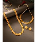 Gold plated maharani haar necklace with earrings south festive wear