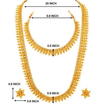 Gold plated maharani haar necklace with earrings south festive wear 4
