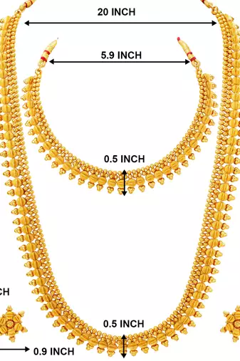 Gold plated maharani haar necklace with earrings south festive wear
