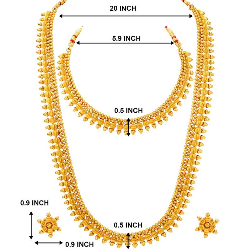 Gold plated maharani haar necklace with earrings south festive wear