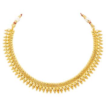 Women's gold toned elegant indian choker necklace with earring jewelry set 3