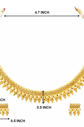 Women's gold toned elegant indian choker necklace with earring jewelry set