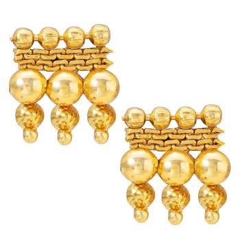 Women's gold toned elegant indian choker necklace with earring jewelry set 5