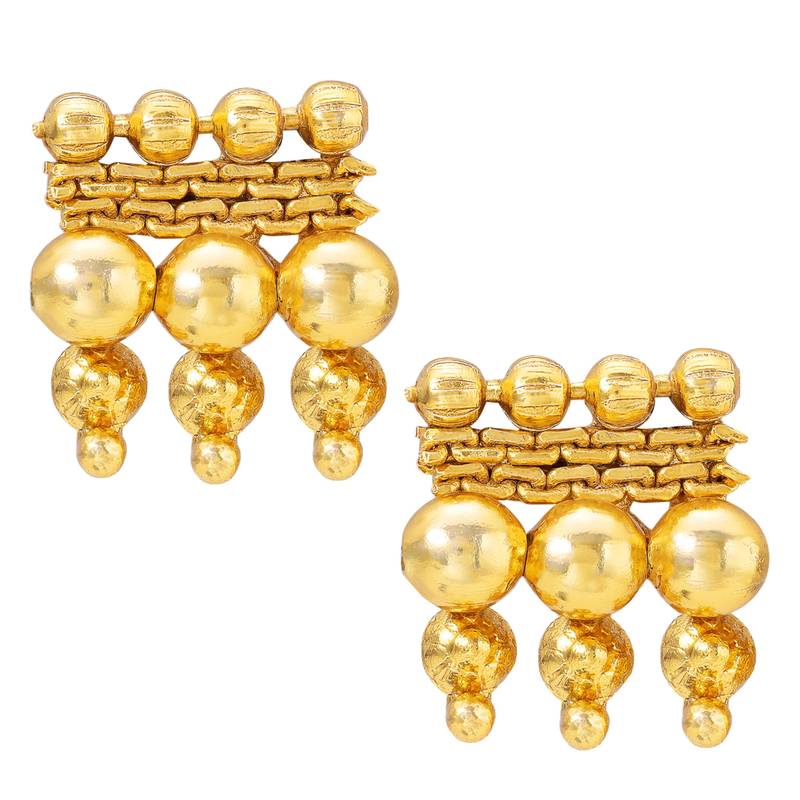 Women's gold toned elegant indian choker necklace with earring jewelry set