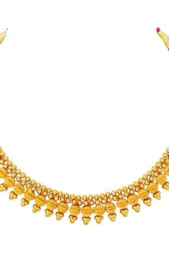 Gold plated ethnic choker necklace with earring traditional jewelry set gift for women