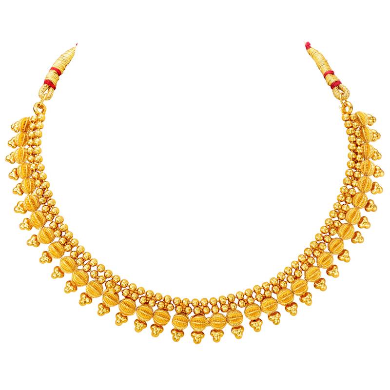 Gold plated ethnic choker necklace with earring traditional jewelry set gift for women