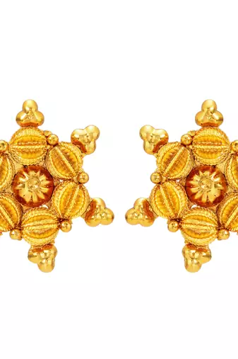 Gold plated ethnic choker necklace with earring traditional jewelry set gift for women