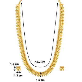 Women's gold toned long maharani haar necklace with earrings south style 4