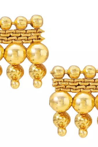 Women's gold toned long maharani haar necklace with earrings south style