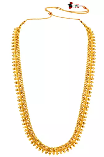 Women's gold toned long maharani haar necklace with stud earrings south