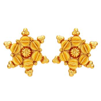 Women's gold toned long maharani haar necklace with stud earrings south 5