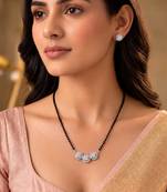 Women's brass silver toned triple round mangalsutra set with s-hook
