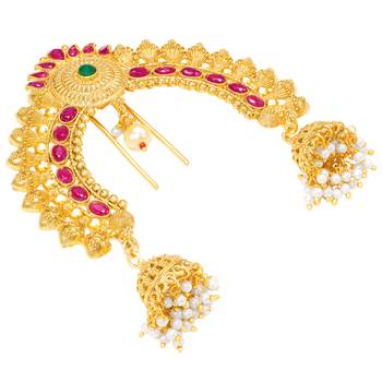 Ethnic hair juda pin brooch festive bridal jewelry for women 2