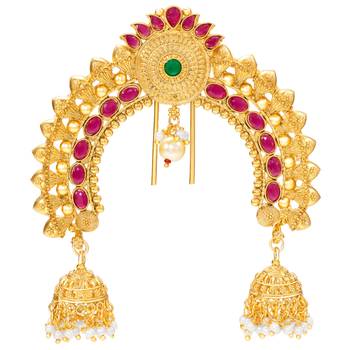 Ethnic hair juda pin brooch festive bridal jewelry for women 3