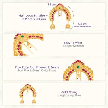 Ethnic hair juda pin brooch festive bridal jewelry for women 4