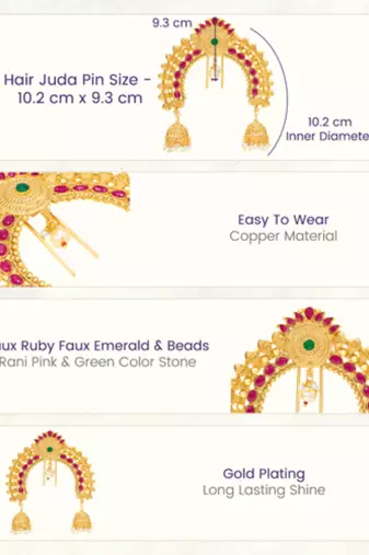 Ethnic hair juda pin brooch festive bridal jewelry for women