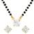 Women's brass silver toned round solitaire mangalsutra set with s-hook