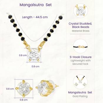 Women's brass silver toned round solitaire mangalsutra set with s-hook 4