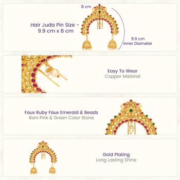 Ethnic hair juda pin brooch bridal festive jewelry for women 4