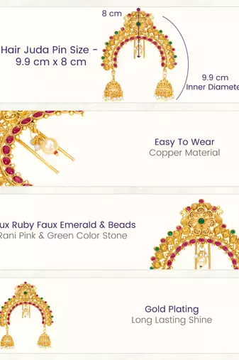 Ethnic hair juda pin brooch bridal festive jewelry for women