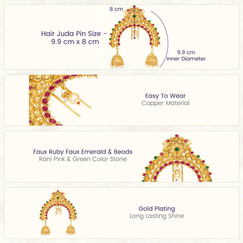 Ethnic hair juda pin brooch bridal festive jewelry for women